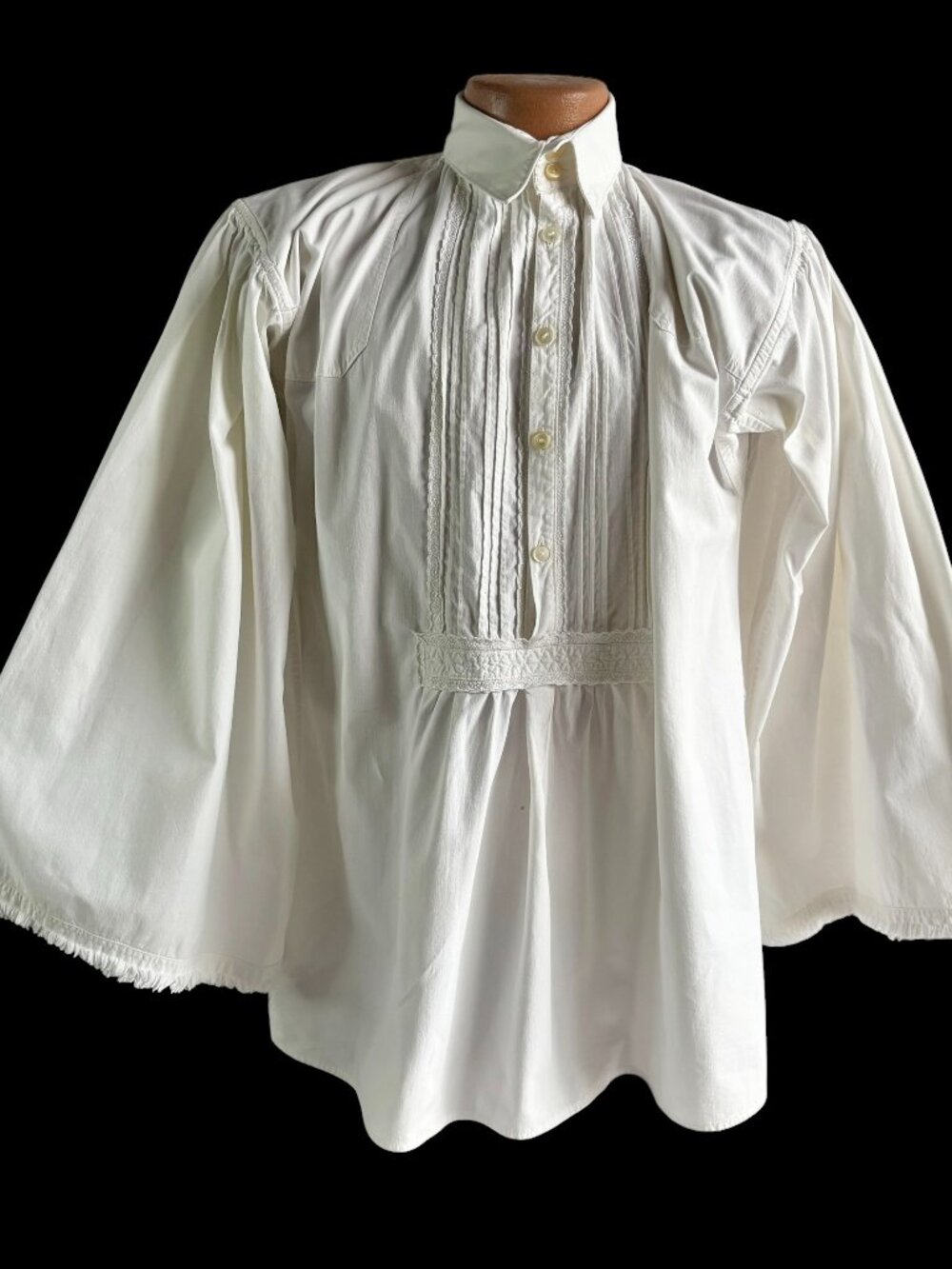 Men's Hungarian White Cotton Embroidered Folk Shirt